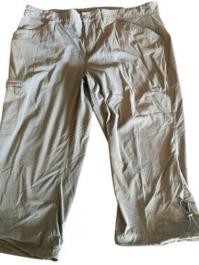 Eddie Bauer Womens Grey Hiking Capris Size 18 Adj leg opening Nylon Blend